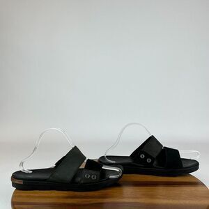 Womens Sorel Torpeda Black Leather Strappy Comfort Slides Sandals Size 9 M‎ GUC